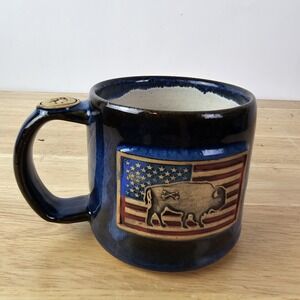 Bison Union Coffee Mug Stop Talking Blue Bison Flag Handmade USA Rare Collector